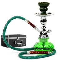 GStar 11" Premium 1 Hose Hookah Complete Set - Mini Pumpkin Hookah Glass Vase (Spring Green + Case)
