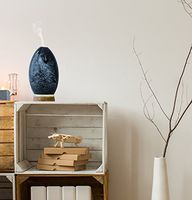 GreenAir Serene Living Obsidian Glass Ultrasonic Essential Oil Diffuser for Aromatherapy - Includes Nightlight 3-Stage Dimmer - 4 Hour Run Time - Hand-Blown Glass - Black #541