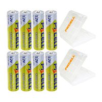 AA Rechargeable Battery 1.2V Ni-MH 1300mAh Count:Pcs (8) with 2 Pcs AA/AAA Battery Box