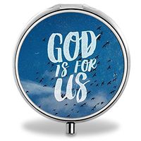 Quote Pill Case, Round Stainless Drug Organizer Container Medicine Cover for Pocket Daily&Weekly