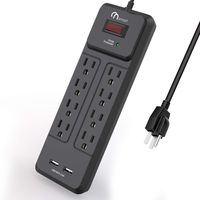 ON Smart Solution USB Power Strip Surge Protector with 8AC outlets & 2 USB Ports- mountable-2100J Surge Protection- 15A Circuit Breaker- 6Ft Long Power Cord-Black ... (Renewed)