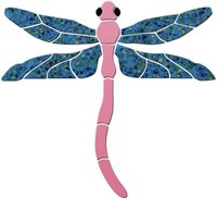 Dragonfly Ceramic Swimming Pool Mosaic (8" x 7", Pink)