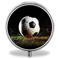 Compact 3 Compartment Medicine Case, IMLONE Customized Soccer Pill Organizer Metal Pill Box Pill Container for Purse, Travelling and Daily Needs