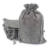 50PCS Burlap Favor Gift Bags with Drawstring and Cotton Lining (4 X 5.5 Inch, 02 Grey)