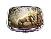 Top A Unicorn Custom Personalized Square Pill box Decorative Box Vitamin Container Pocket Or Wallet (Unicorn-7)
