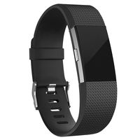 iGK Replacement Bands Compatible For Fitbit Charge 2, Adjustable Replacement Bands with Metal Clasp Classic Edition Black Large