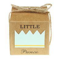 Vlovelife 50pcs Turquoise Blue Little Princess Paper Favor Boxes Gift Box + 50pcs Free Natural Jute Twine Cute Kraft Paper Gift Candy Box Baby Shower Birthday Party Favors - 2"x2"x2''