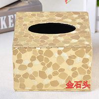 T-ZJHC Creative Napkin Tray Hotel European Small Napkin Tray Side Tray Tissue Box, Gold Stone, 12 * 12 * 8.5