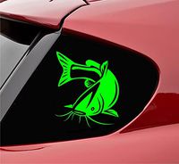 Slap-Art Catfish Silhouette Vinyl Decal Sticker (Lime Green)
