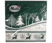 Polish Lunch Napkins Green Reindeer 13" x 13" 20 Count