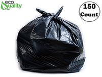 EcoQuality Strong Trash Bags, Wastebasket Receptacle Can Liner, Large 40-45 Gallon, 150 Count, Black for Kitchen, Household, Industrial, Multi Purpose,