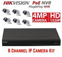 Hikvision DS-7608NI-E2/8P 8CH 8 POE NVR & 6pcs DS-2CD2042WD-I 4.0mm 4MP POE Bullet Camera Kit