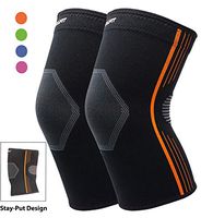 Knee Compression Sleeve for Arthritis Premium Medical-Grade Compression Knee Brace for Knee Pain and Support (Orange, Large 2-Pack)
