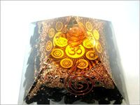 Jet Tourmaline Orgone Aum Pyramid Chakra Balancing 2.5 inch Natural Charged EMF Harmonizer Energy 3rd Eye Activation Meditation Vastu Healing Gemstone Jet Crystal Therapy Image is JUST A Reference