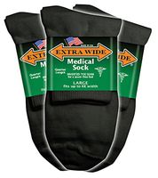 Extra Wide Black Mens Medical (Diabetic) Quarter (Anklet) Sock 3PK - Size 11-16 Up to 6E, Antimicrobial, Made in USA!