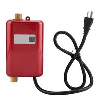 Thaweesuk Shop Red Power 3400W Mini Electric Tankless Instant Hot Water Heater Bath Kitchen Washing US Voltage 110V Size 7.87" x 4.13" of Set