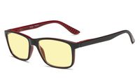 Eyekepper Blue Light Shield Computer Reading Glasses-Yellow Tinted Lens Eyeglasses (Black-Red, 0.50)