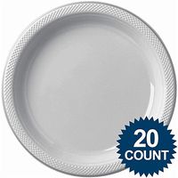 Silver Plastic Dinner Plates, 20ct