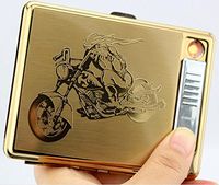 20-Cigarette-Pack Metal USB Cigarette Lighter Case 645