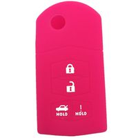 Ezzy Auto Rose 4 Buttons Silicone Rubber Key Fob Case Key Cover Key Jacket Skin Protector fit for Mazda 3 5 6 Mazda CX-7