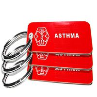 My Identity Doctor - 3 Pre-Engraved Asthma Plastic Medical Alert ID Keychains, Small 2.25 x .79 Inch