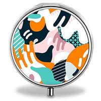 Image Pill Case, Round Stainless Drug Organizer Container Medicine Cover for Pocket Daily&Weekly