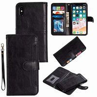 iPhone XS MAX Wallet Case,Locase 6.5" iPhone XS MAX Protective Case,with 3 Card Holder 1 Cash Slot Detachable Magnetic Slim Case Removable Strap Light Handbag Purse for iPhone XS MAX 6.5inch Black