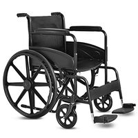 Giantex Folding Medical Wheelchair Manual, 20'' Seat, Large 23" Durable Rubber Wheel Smart Brakes 8" Casters, Pocket on Back, Swing Away Footrest, Desk-Length Arms, FDA Approved Transport Wheelchairs