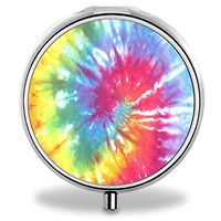 IMLONE Pill Organizer, Customized Tie Dye Design Pill Boxes with 3 Components and Mirror for Travelling and Daily Needs