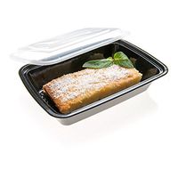 Asporto Microwavable To-Go Container - BPA Free PP Rectangular Take Out Food Container with Clear Plastic Lid - Catering & Takeout - 28 oz - Black - Plastic - Disposable - 100ct Box - Restaurantware