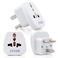 Travel Adapter Plug for India, Universal Plug Grounded Adapter Converter for Southeast Asian countries, 3 Pack by SYCON