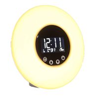 MINGPOND Wake up Light Alarm Clock Remote Control Sunrise Simulation Digital Alarm Clock/FM Radio/Night Light/Date/Temperature Colorful Illumination DC 5V Tap/Remote Control Kids Night Light
