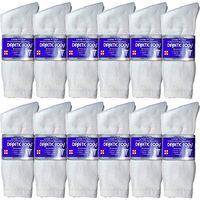 USBingoshop 12 Pairs Mens Physicians Approved Crew Diabetic Socks Cotton 10-13 (12 Pairs D-White)