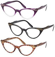 Gamma Ray Women's Reading Glasses - 3 Pairs Cat Eye Ladies Fashion Readers 2.50