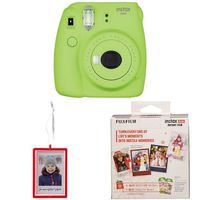 Fujifilm Instant Camera-Lime Green , Instax Holiday Ornament and Mini Film Holiday Value Pack