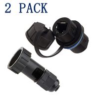 Anmbest 2PCS One End Waterproof Panel Mounting Shielded RJ45 Waterproof Cat5/5e/6 8P8C Connector Ethernet LAN Cable Connector Double Head Coupler Adapter Female to Female with Waterproof/Dust Cap