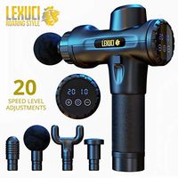 Lexuci Percussion Massage Gun with 4 Massage Heads and 20 Speed Options - Ultra Quiet Deep Tissue Action - Ideal Massage Gun for Athletes - Features USB Output, 5+ Hours Battery Life, and Travel Case