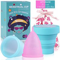 Menstrual Cups 2-Large Cups for Heavy Flow Soft and Reusable Period Cup FDA Approved Medical Grade Silicon Tampons and Pads Alternative Blue&Pink
