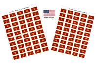 Made in USA! 100 Country Flag 1.5" x 1" Self Adhesive World Flag Scrapbook Stickers, Two Sheets of 50, 100 International Sticker Decal Flags Total (Montenegro)