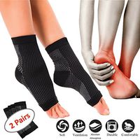 2 Pairs Plantar Fasciitis Compression Socks for Men and Women with Ankle Brace, Arch Support Socks to Edema, Fast Pain Relief for Travel, Running (Black - 2 Pairs, Small/Medium)