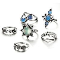 Meolin 6Pcs/set Flower Joint Knuckle Nail Midi Ring Set Boho Ring Set
