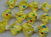 20pcs Dot The Satin The Ribbon Festoon Bows Flowers Applique Wedding-(Pick Color) (Yellow)