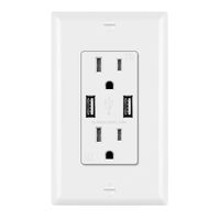 BESTTEN 15A USB Receptacle Outlet, 3.6A Dual USB Wall Charger, 15A/125V/1875W TR Receptacle, for iPhone, iPad, Samsung, Google Pixel and More, UL Listed, White