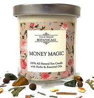 Money Magic Pure & Natural Soy Candle 8.5 oz 100% All Natural & Non Toxic with Crystals, Sandalwood, Vetiver & Orange Blossom Herbs & Essential Oils: Prosperity, Wealth, Abundance: Wiccan Pagan Ritual