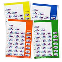 Color Coded Monthly 31 Day Medication Blister Cards Cold Seal - Daily, AM/PM, 3X, 4X a Day Pill Organizer Includes Premium Lifetime Subscription to Medisafe App (4 Pack - Orange, Green, Yellow, Blue)