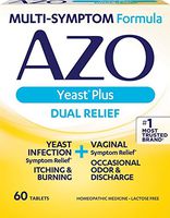 AZO Yeast Plus Dual Relief Homeopathic Medicine | Yeast Infection Symptom Relief: Itching & Burning | Vaginal Symptom Relief: Occasional Odor & Discharge | #1 Most Trusted Brand | 60 Tablets
