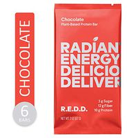 REDD Vegan Protein Bar - Chocolate - 6 Bars - Healthy Snack with 10g Plant-Based Protein, Low Sugar, Gluten-Free, Dairy-Free, High Fiber, Probiotics
