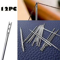 12pcs Sewing Needles Ribbon Embroidery Hand Needles Thick Big Eye Sewing Self-Threading Needle