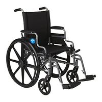 Medline Lightweight and User-Friendly Wheelchair with Flip-Back Desk Arms and Swing-Away Leg Rests for Easy Transfers, Gray, 18” x 16" Seat