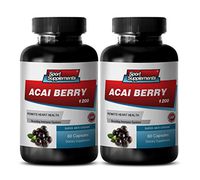 Weight Loss Supplement Acai Berry - Acai Fruit (4:1) Concentrate 1200mg - Boost Energy Levels, Improves Digestive Function, and Mental Focus - Strong Anti-aging Benefits (2 Bottles 120 Capsules)